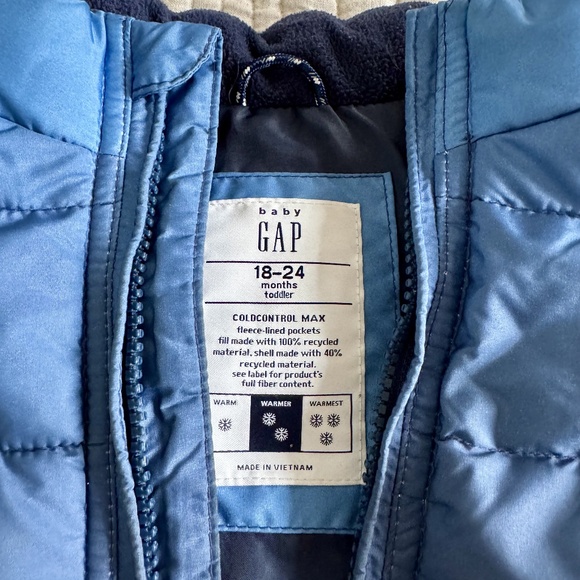 Gap Toddler ColdControl Max Puffer Vest - Size 18-24 Months, Blue - Picture 3 of 3
